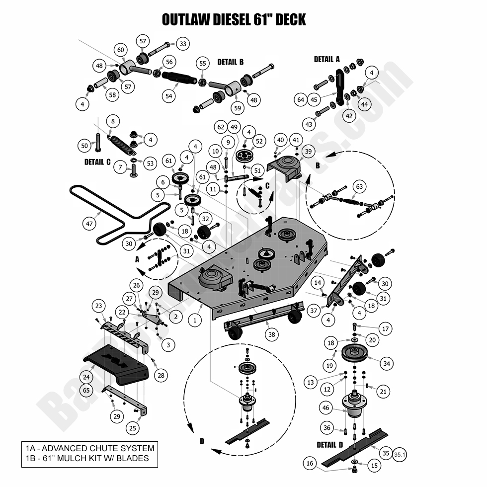 1814 - Bad Boy Mower Parts Lookup > 2018 > Diesel - 1100cc > 61\" Deck Assembly